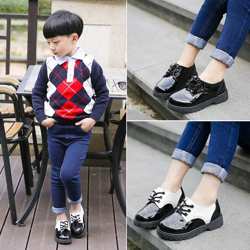 Mode Kinder Turnschuhe im Britischen Stil, PU Leder Schuhe für Jungen und Mädchen