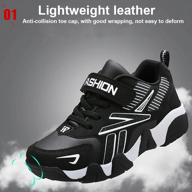 Kinder Mode Turnschuhe, Bequeme Leder Laufschuhe für Jungen