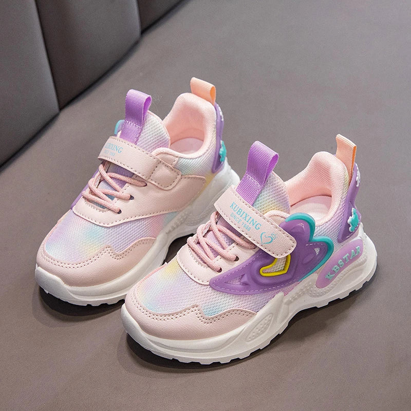 Mädchen Sportschuhe, Rosa Atmungsaktive Laufschuhe mit Herz-Design