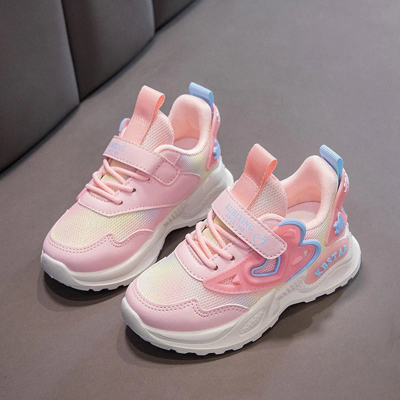 Mädchen Sportschuhe, Rosa Atmungsaktive Laufschuhe mit Herz-Design