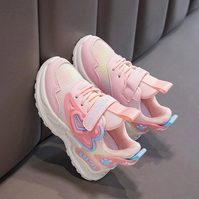 Mädchen Sportschuhe, Rosa Atmungsaktive Laufschuhe mit Herz-Design