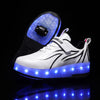 Kinder LED Rollschuhe mit zwei Rädern, Leuchtende Turnschuhe für Jungen und Mädchen, USB-Aufladung