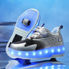 Kinder LED Rollschuhe mit zwei Rädern, Leuchtende Turnschuhe für Jungen und Mädchen, USB-Aufladung