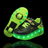 Kinder LED Rollschuhe mit zwei Rädern, Leuchtende Turnschuhe für Jungen und Mädchen, USB-Aufladung