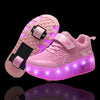 Kinder LED Rollschuhe mit zwei Rädern, Leuchtende Turnschuhe für Jungen und Mädchen, USB-Aufladung