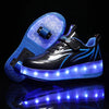 Kinder LED Rollschuhe mit zwei Rädern, Leuchtende Turnschuhe für Jungen und Mädchen, USB-Aufladung