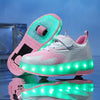Kinder LED Rollschuhe mit zwei Rädern, Leuchtende Turnschuhe für Jungen und Mädchen, USB-Aufladung