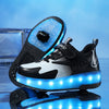 Kinder LED Rollschuhe mit zwei Rädern, Leuchtende Turnschuhe für Jungen und Mädchen, USB-Aufladung