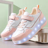 Rosa LED Rollschuhe für Mädchen und Jungen, Leichte Turnschuhe mit zwei Rädern