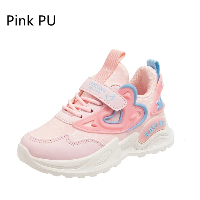 Modische Laufschuhe für Mädchen, Rosa Turnschuhe mit Herz-Design