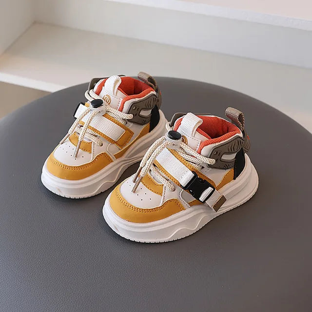 Frühling Herbst Kinder Sport Schuhe – Koreanischer Stil, Mode Turnschuhe aus PU Leder, Atmungsaktive Kleinkind Schuhe