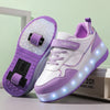 Rosa LED Rollschuhe für Mädchen und Jungen, Leichte Turnschuhe mit zwei Rädern