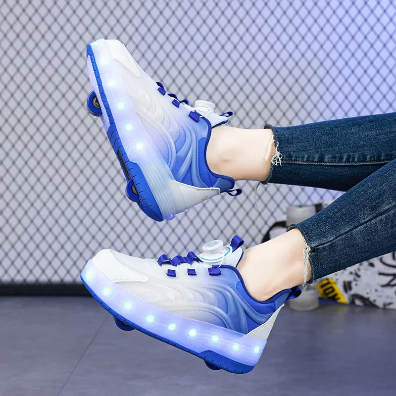 Leuchtende Rollschuhe für Kinder, LED Turnschuhe für Jungen und Mädchen