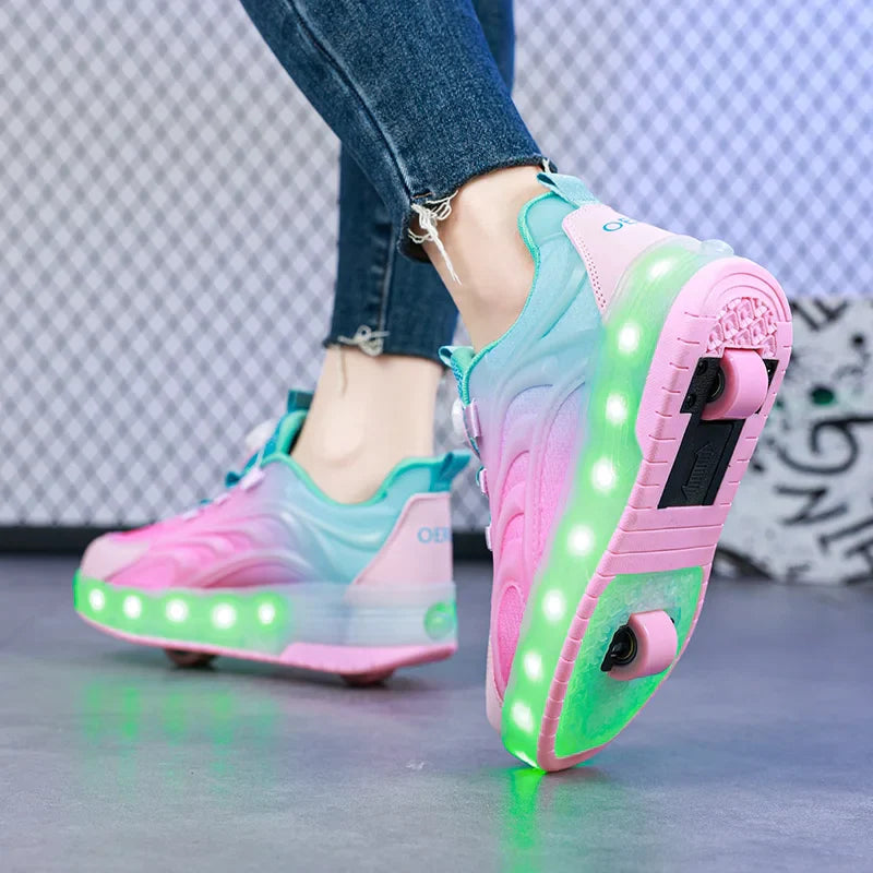 Leuchtende Rollschuhe für Kinder, LED Turnschuhe für Jungen und Mädchen