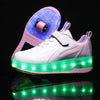 Kinder LED Rollschuhe mit zwei Rädern, Leuchtende Turnschuhe für Jungen und Mädchen, USB-Aufladung